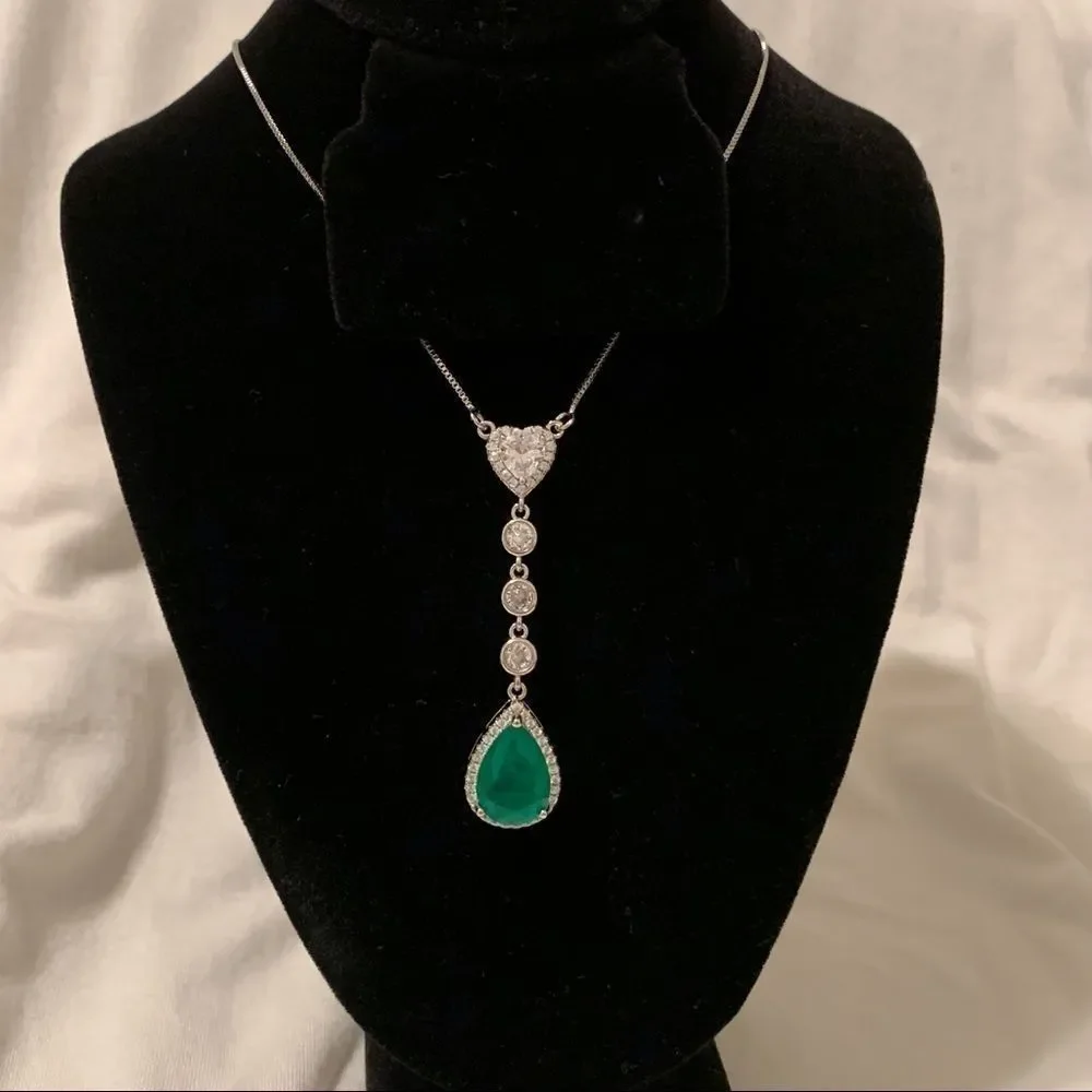 🌹Platinum Plated CZ Water Drop Pendant - Picture 2 of 8